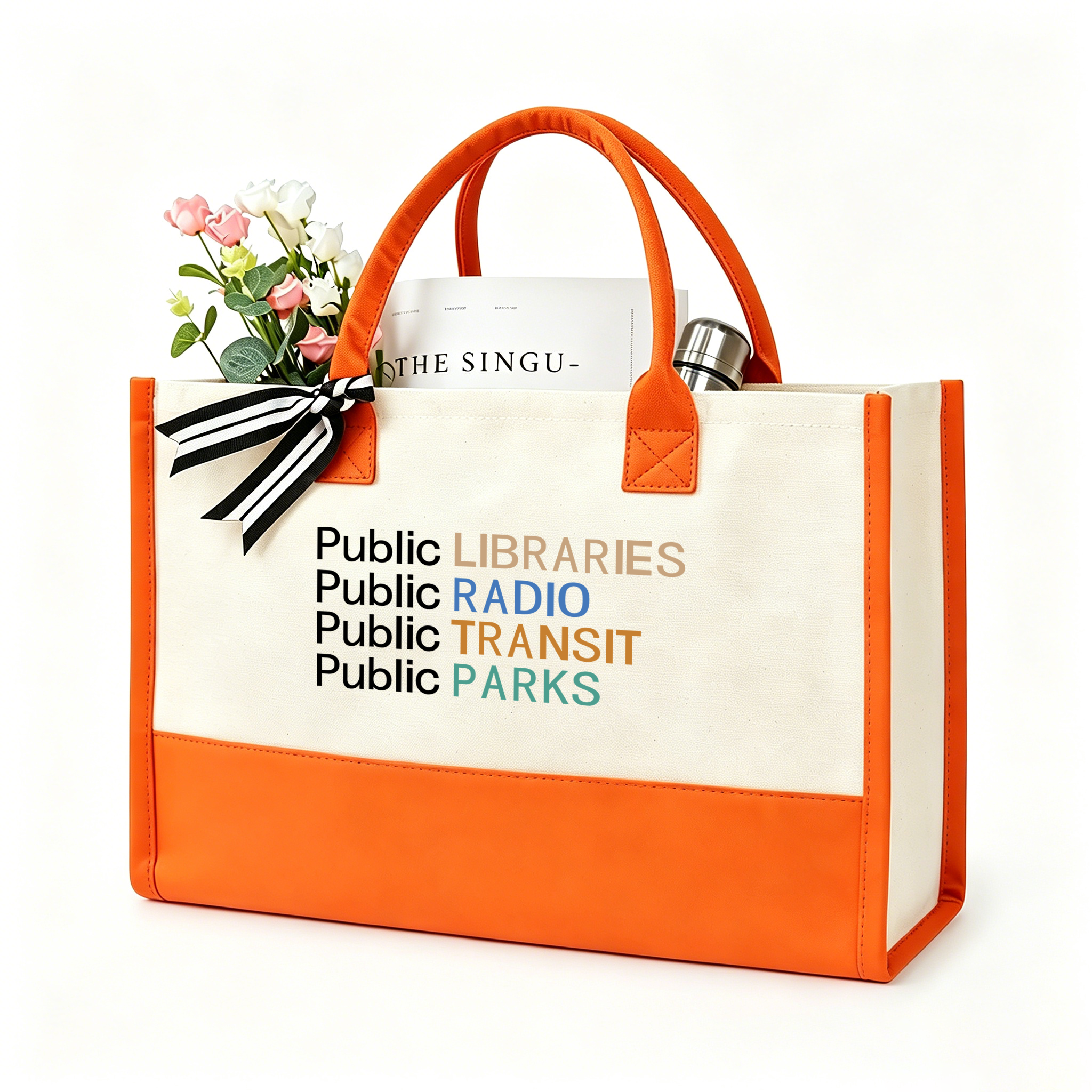 Pagewings Public Libraries Radio11558 Large Tote Bag