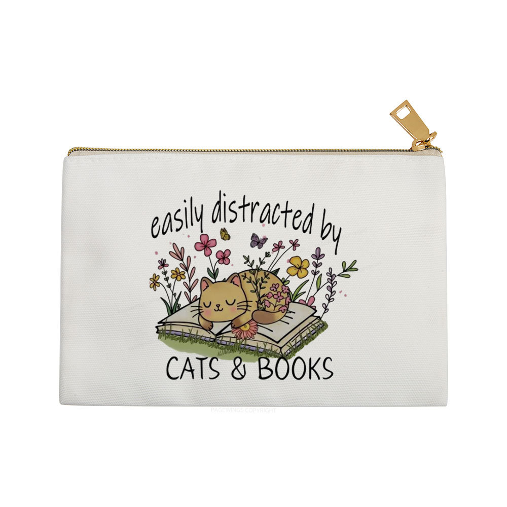 Pagewings Easily Distracted By Cats And Books Pouch