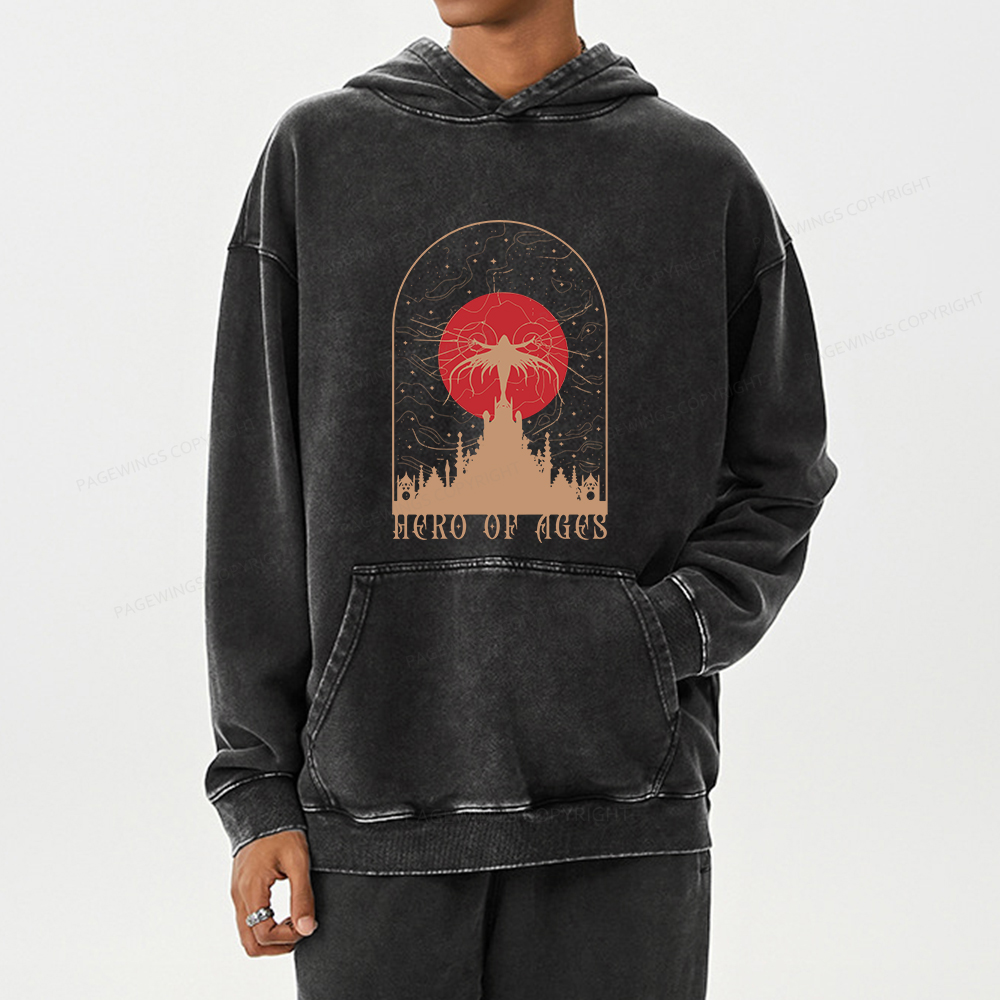Pagewings Mist Bookish Unisex Washed Hoodie