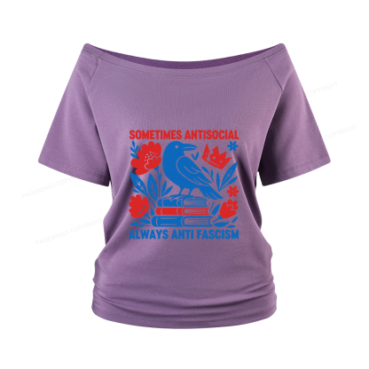 Pagewings Anti Fascism Women Off Shoulder T-shirts