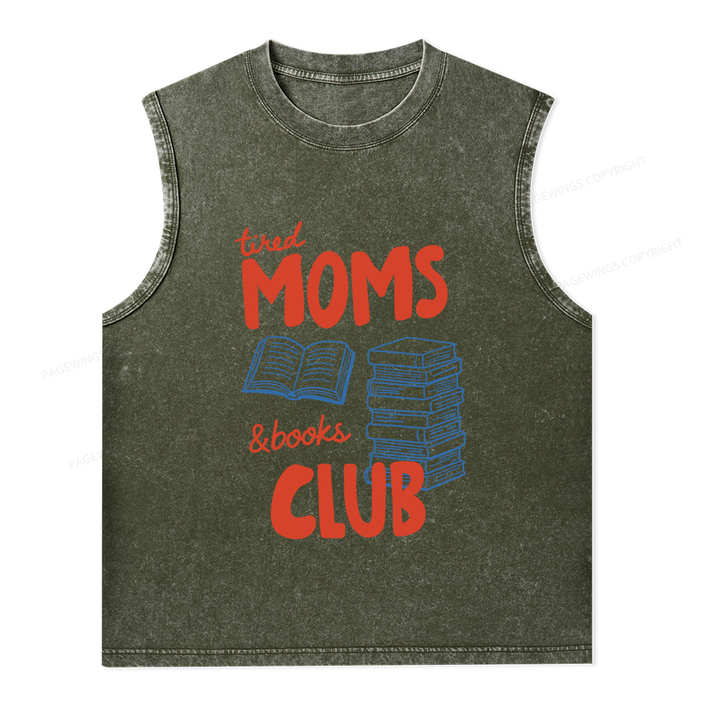 Pagewings Tired Moms Books Club Unisex Washed Tank Top