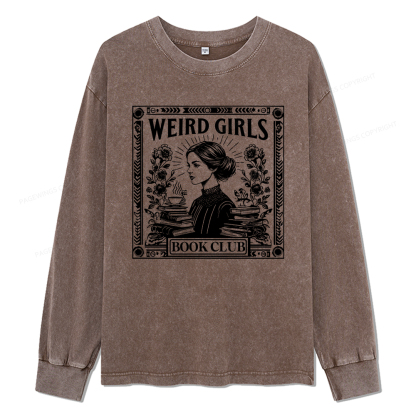 Pagewings Weird Girls Book Club Unisex Washed Long Sleeve T-shirt