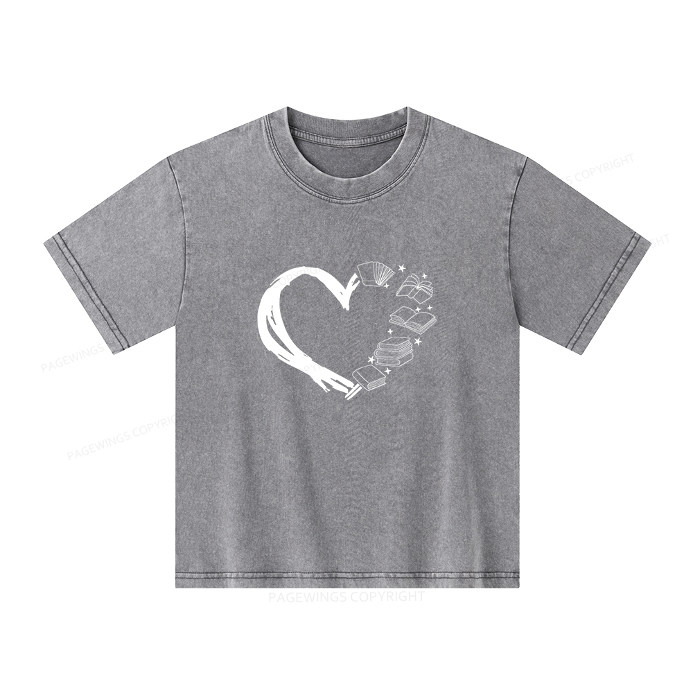 Pagewings Love of Books Unisex Kids Washed T-shirt