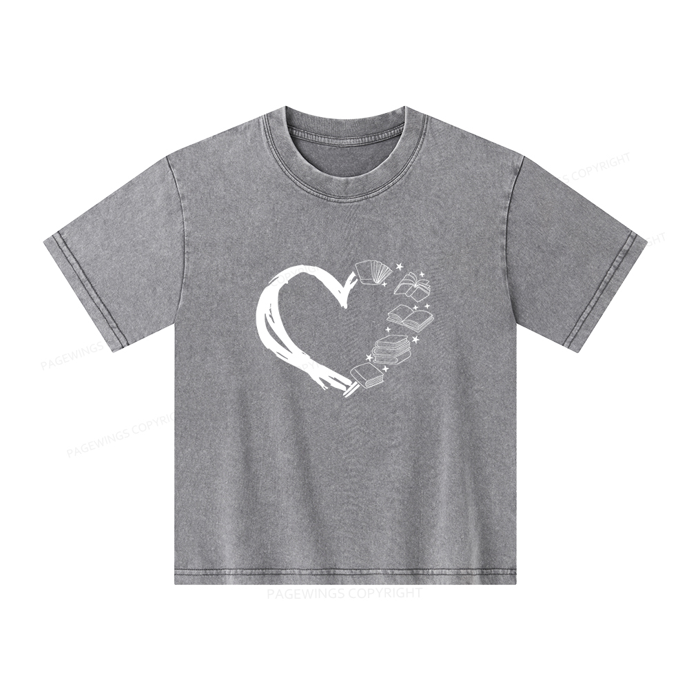 Pagewings Love of Books Unisex Kids Washed T-shirt