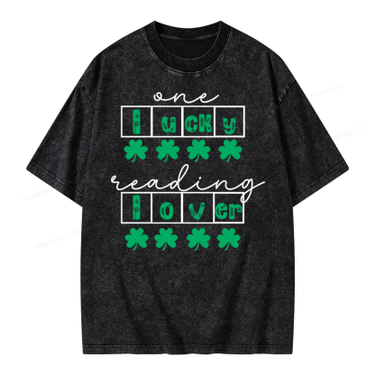 One Lucky Book Lover St Patricks Day Unisex Washed T-shirt