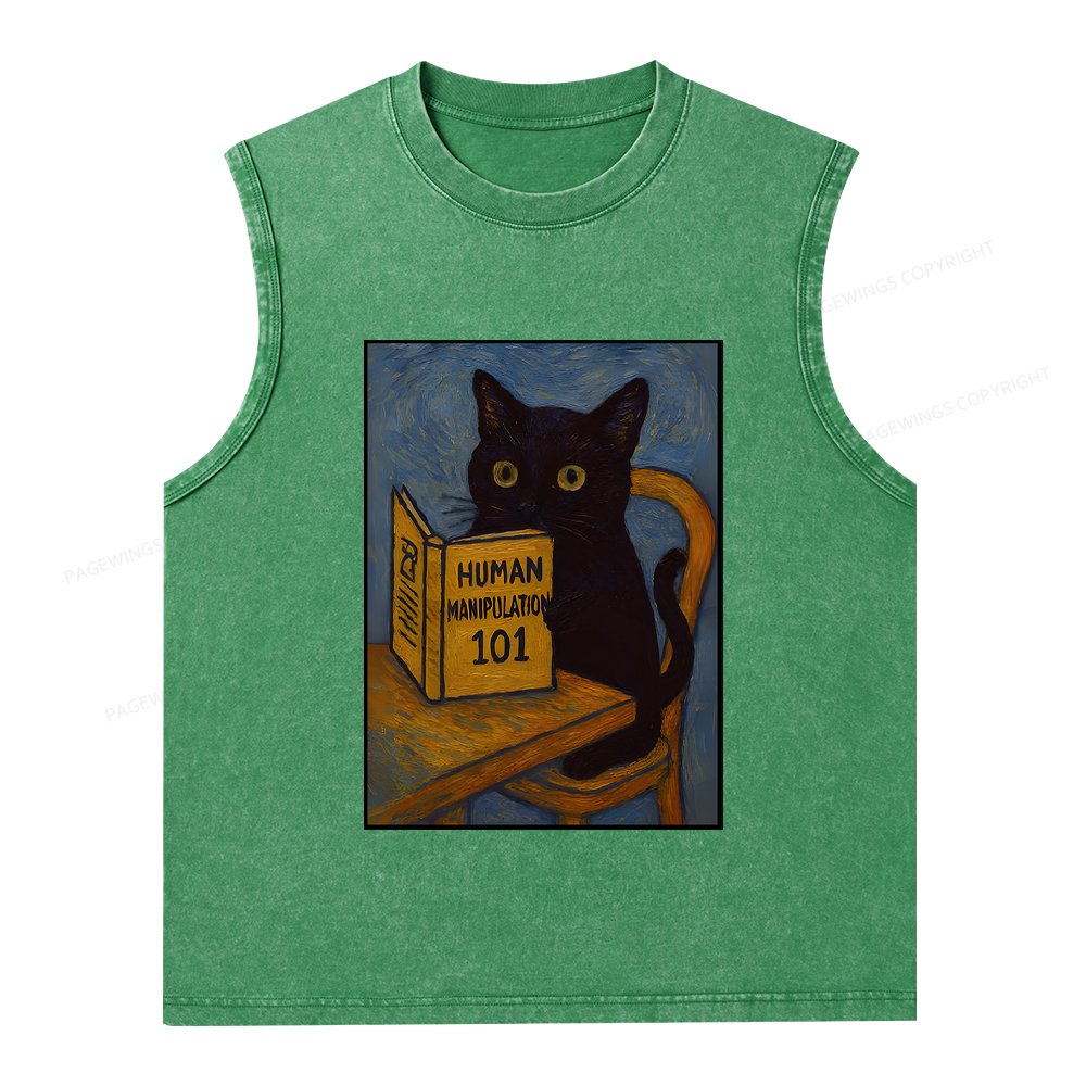 Pagewings Funny Cat Unisex Washed Tank Top