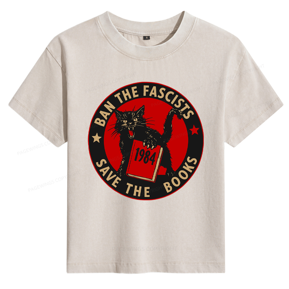 Pagewings Ban The Fascists Save The Books Women's Washed T-shirt