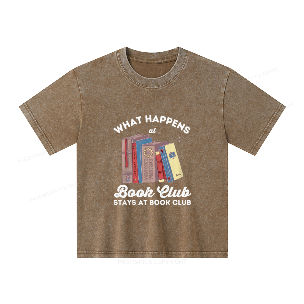 Pagewings Stays At Book Club Book Unisex Kids Washed T-shirt