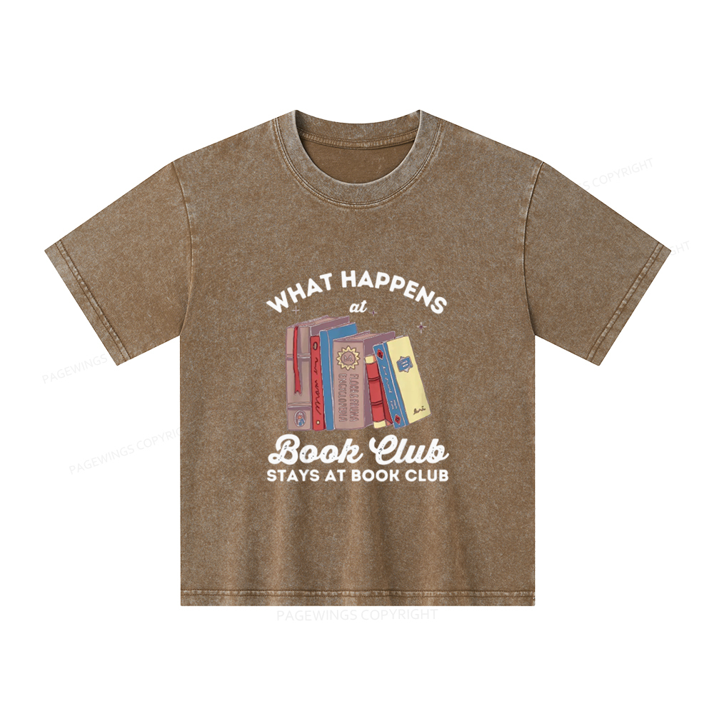 Pagewings Stays At Book Club Book Unisex Kids Washed T-shirt