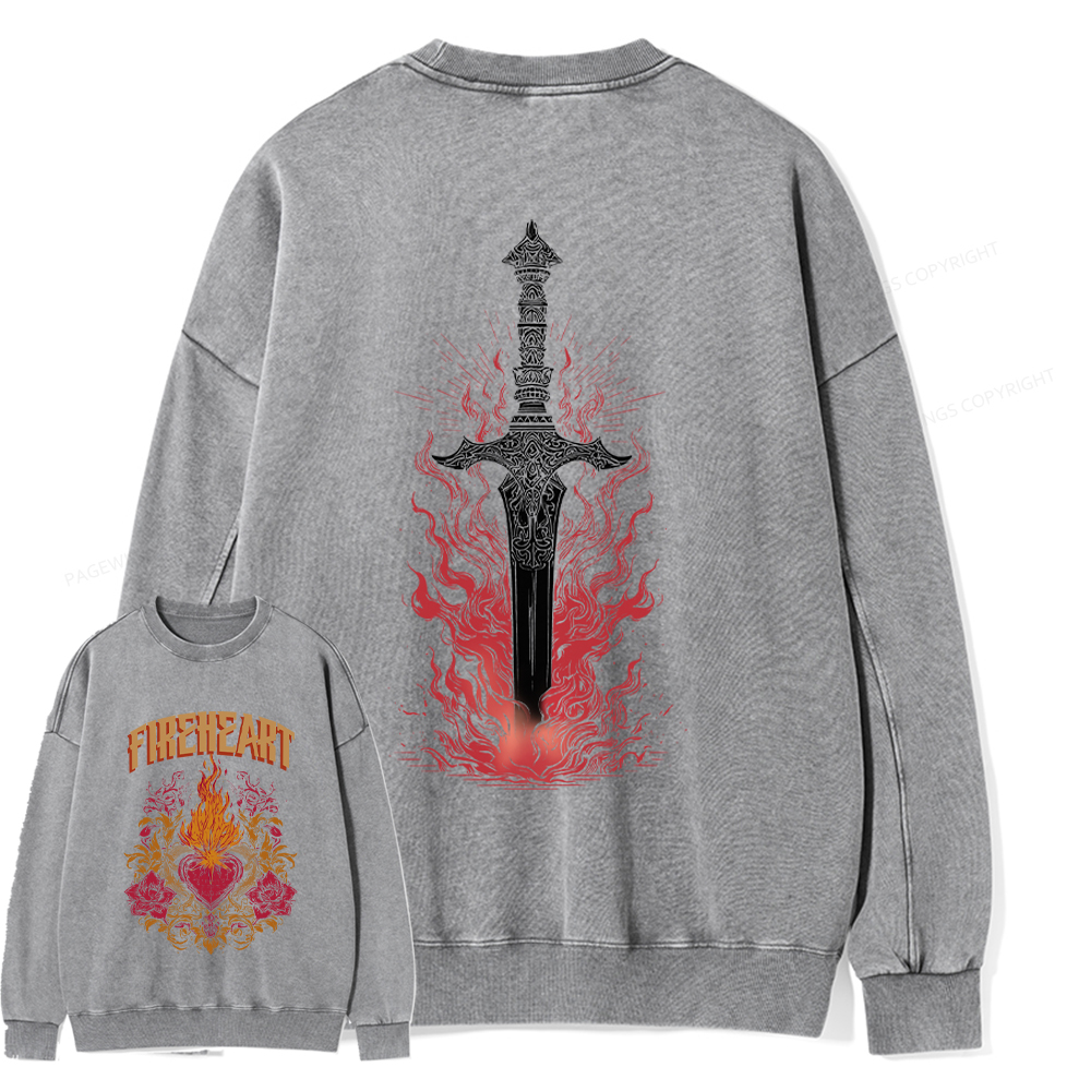Pagewings Fireheart Unisex Washed Sweatshirt