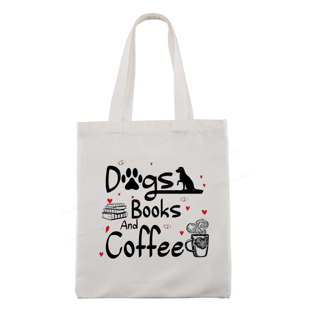 Pagewings Dogs Books And Coffee Tote Bag