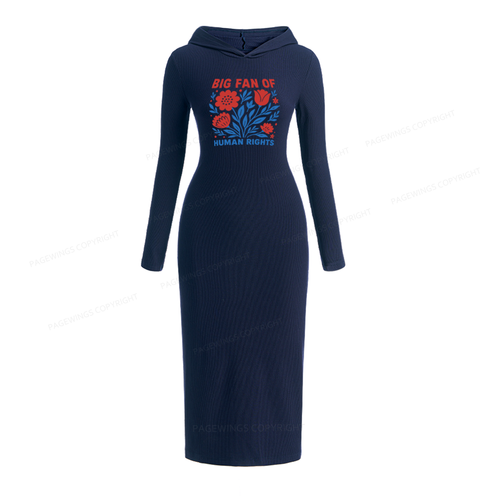 Pagewings Big Fan Of Human Rights Hooded Knit Dress