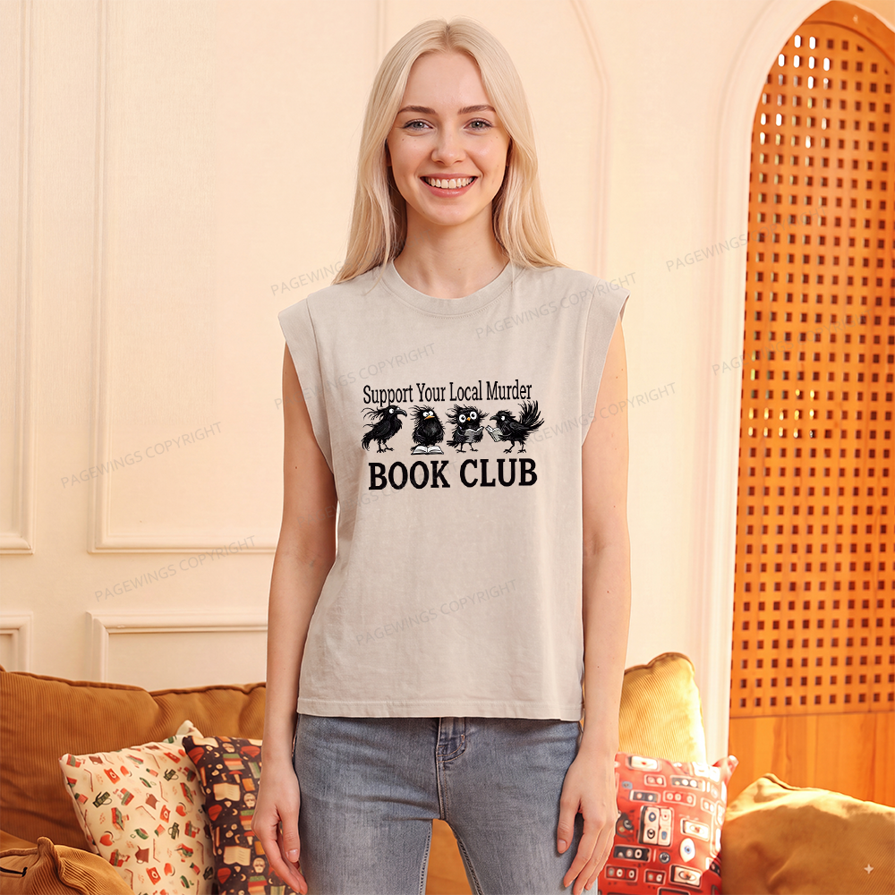 Pagewings Support Your Local Murder Book Club Women's Washed Tank Top