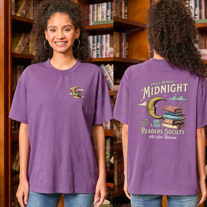 Pagewings Midnight Readers Society Unisex Washed T-shirt