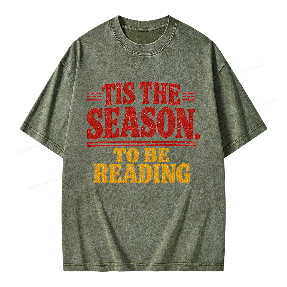 Pagewings Tis The Season to be Reading Unisex Washed T-shirt