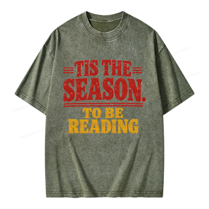 Pagewings Tis The Season to be Reading Unisex Washed T-shirt