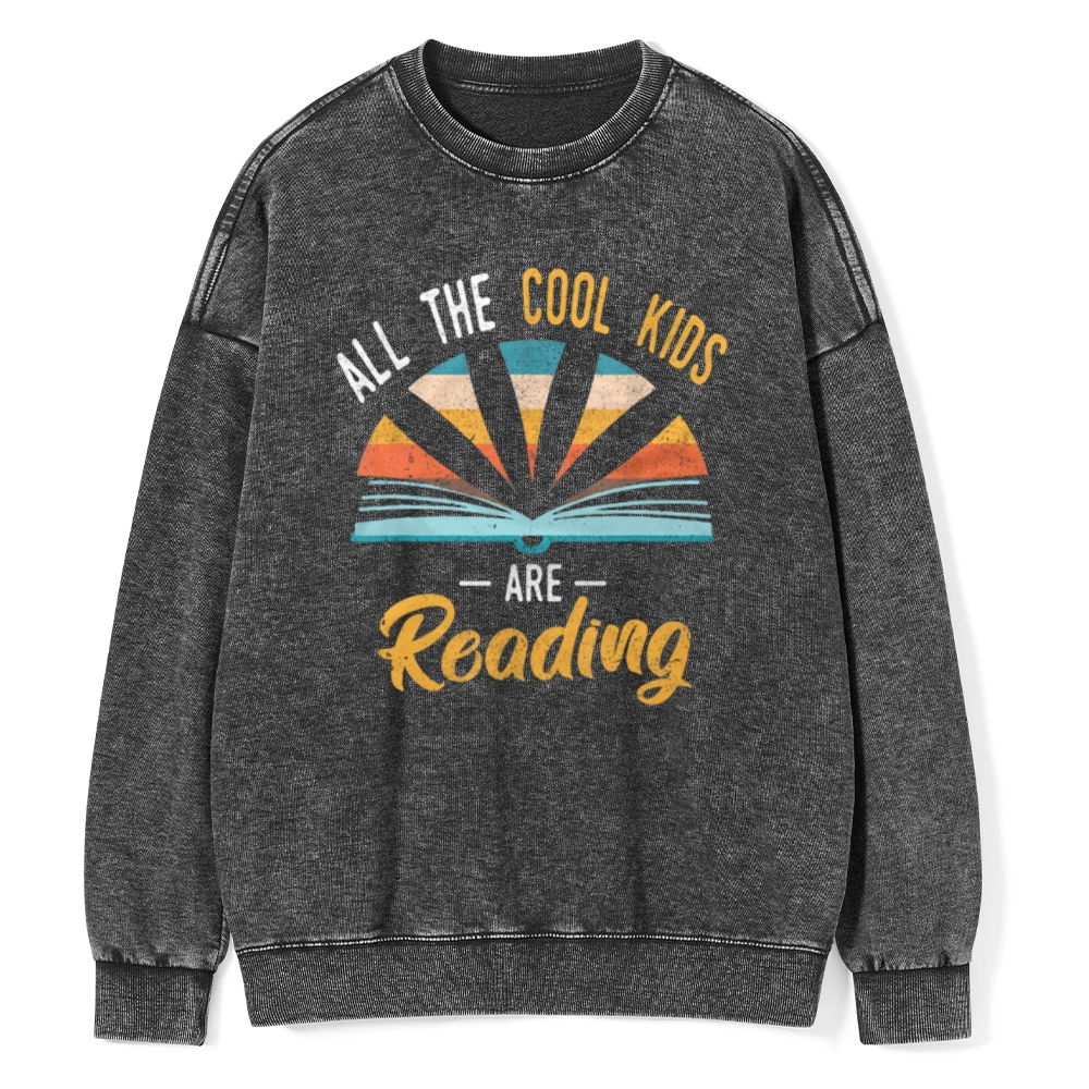 Pagewings All the Cool Kids are Reading Unisex Washed Sweatshirt