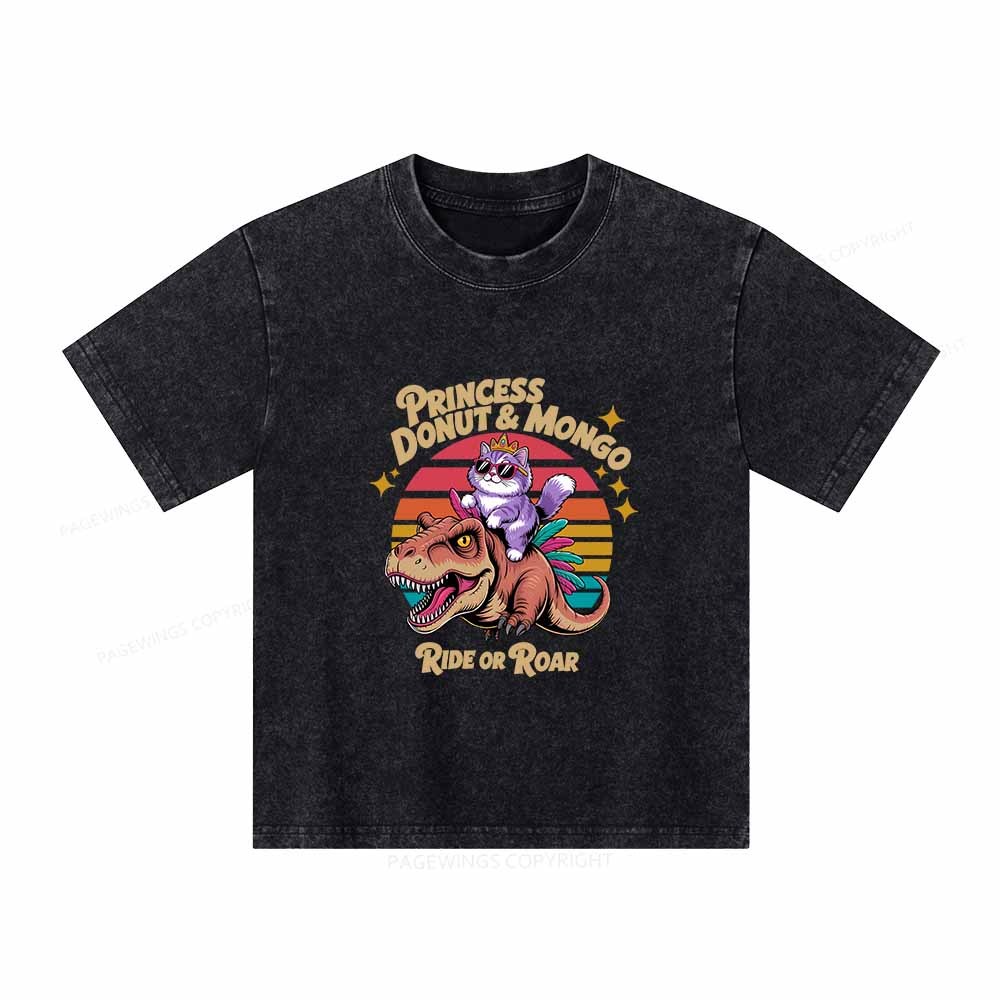Pagewings Princess Donut & Mongo Unisex Kids Washed T-shirt