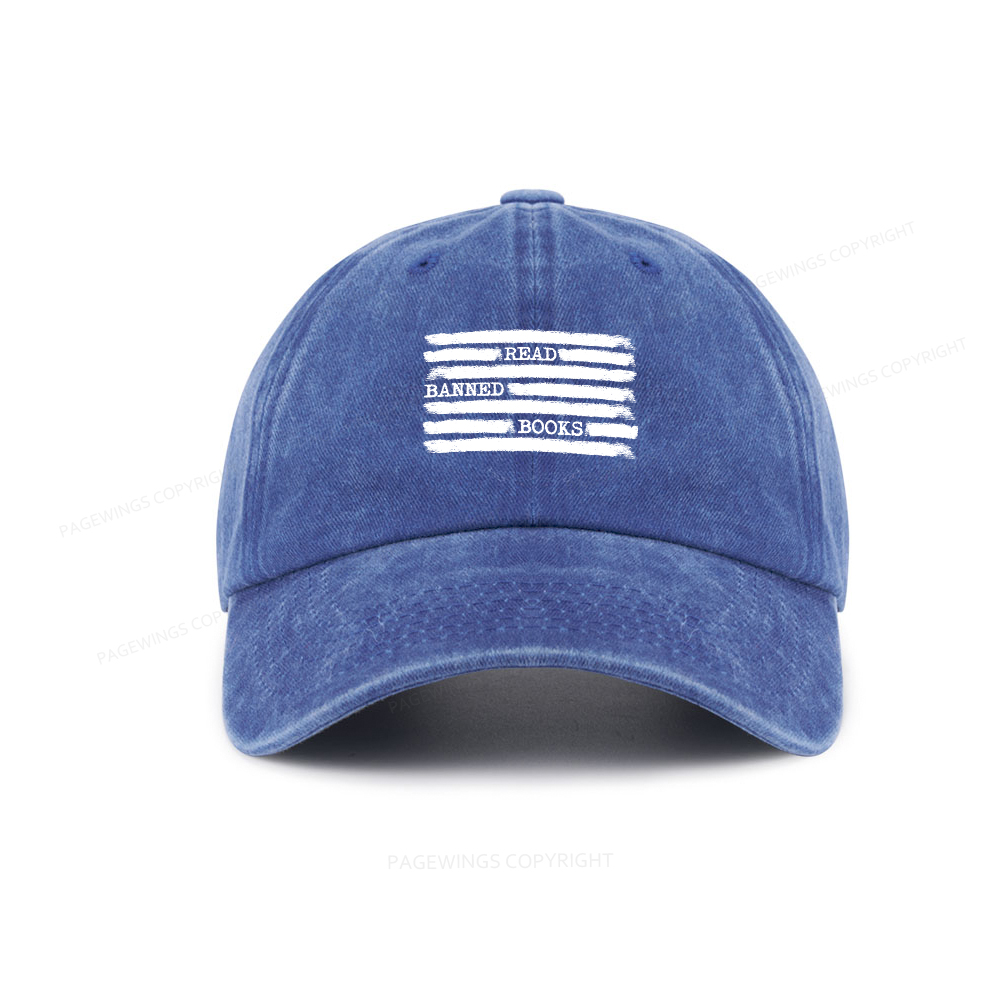 Pagewings Read Banned Books Bookworm Librarian Washed Cap