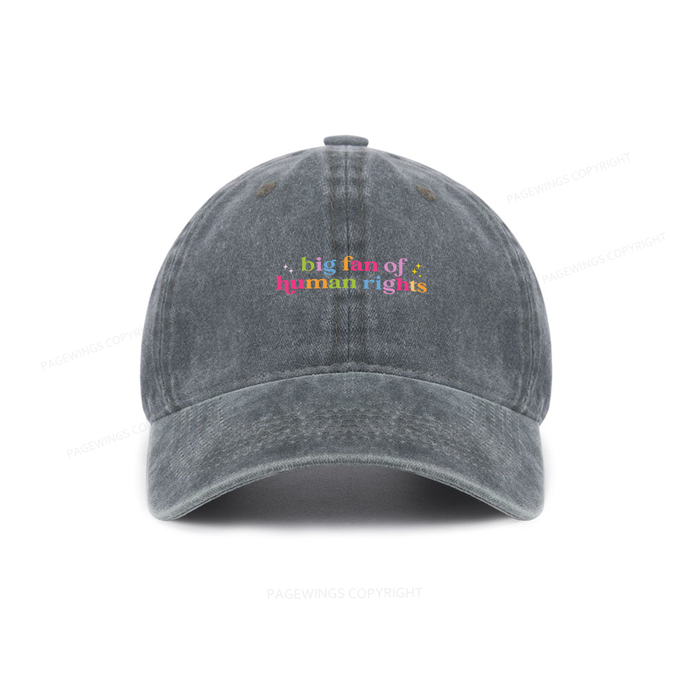 Pagewings Big Fan Of Human Rights Washed Cap