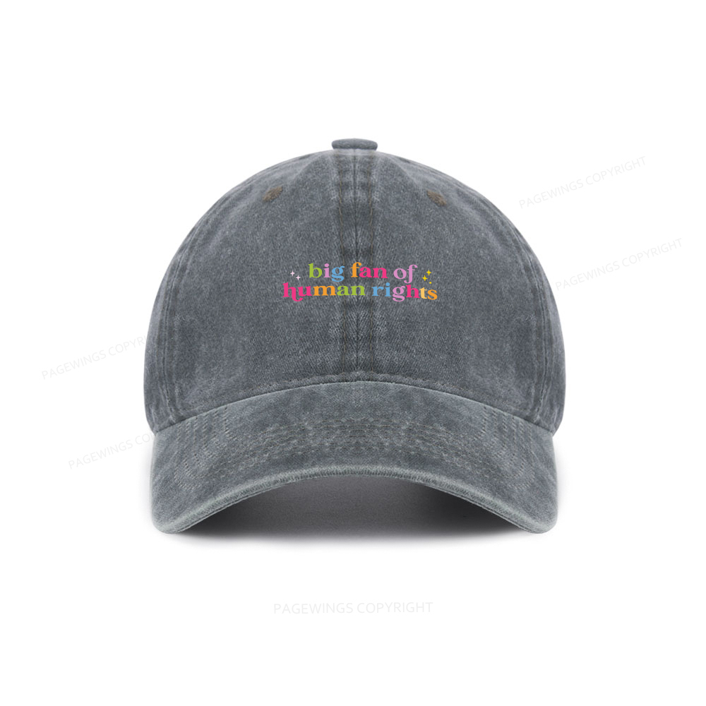 Pagewings Big Fan Of Human Rights Washed Cap