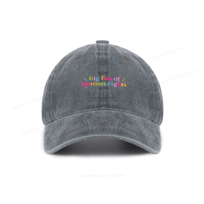 Pagewings Big Fan Of Human Rights Washed Cap