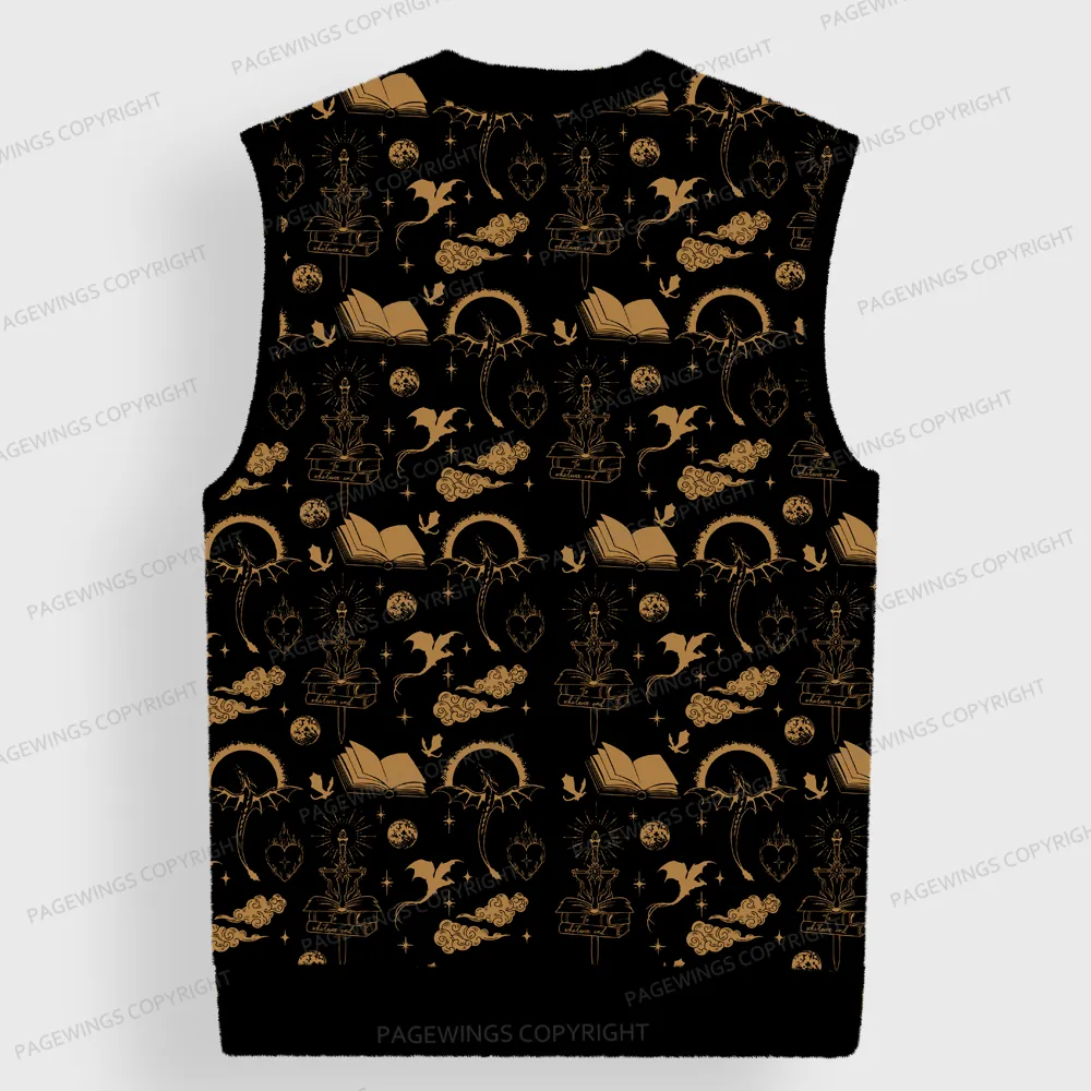 Pagewings Fantasy Book Lover Unisex V-Neck Ugly Knit Vest