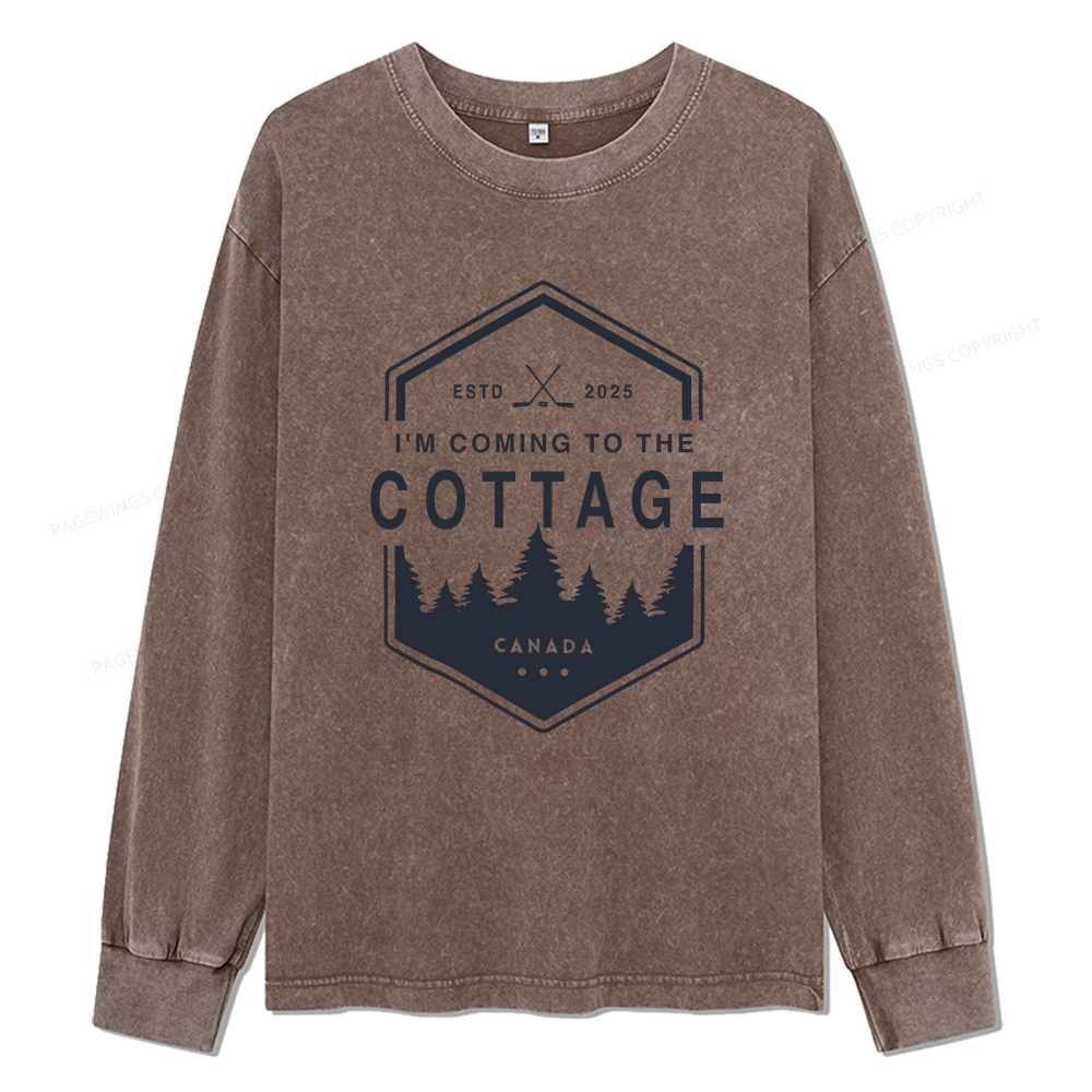 Pagewings Coming To The Cottage Unisex Washed Long Sleeve T-shirt