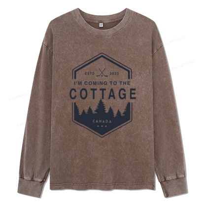Pagewings Coming To The Cottage Unisex Washed Long Sleeve T-shirt