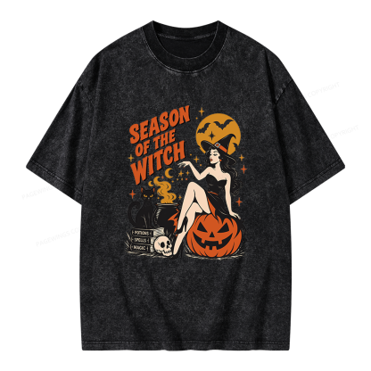 Pagewings Season Of The Witch Unisex Washed T-shirt