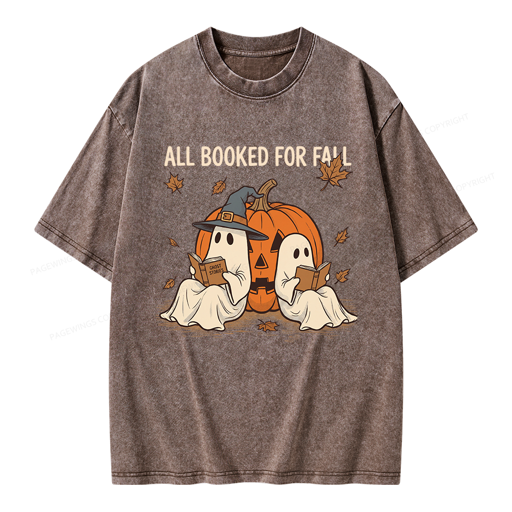 Pagewings All Booked For Fall Unisex Washed T-shirt
