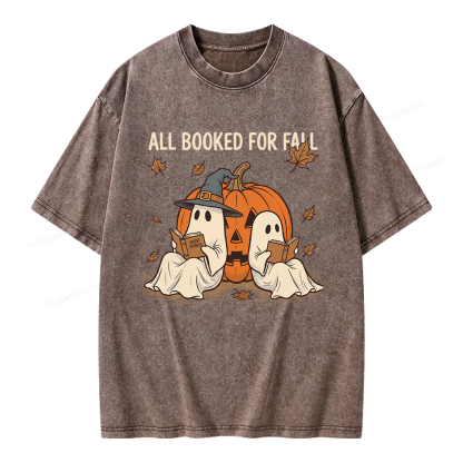 Pagewings All Booked For Fall Unisex Washed T-shirt