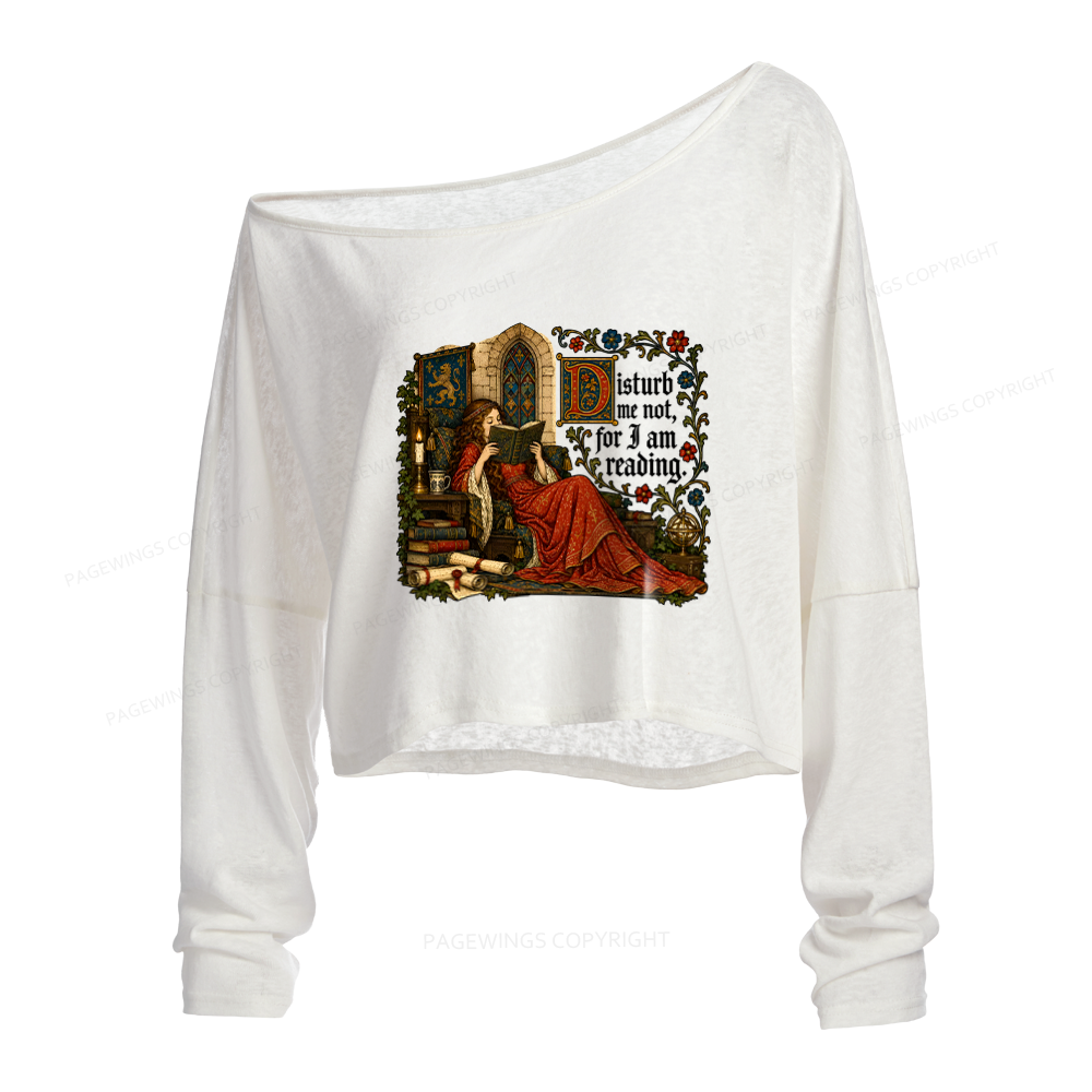 Pagewings Medieval Reading Slouchy Long Sleeve Off Shoulder T-shirt