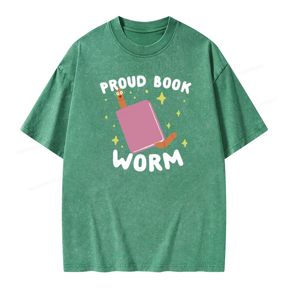 Pagewings Proud Book Worm - Book lover Unisex Washed T-shirt