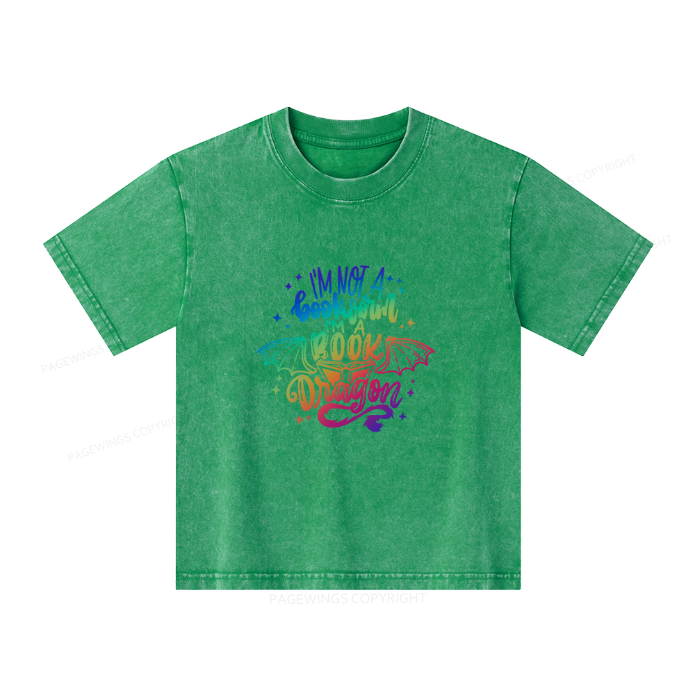 Pagewings I'm Not A Bookworm I'm A Book Dragon Unisex Kids Washed T-shirt
