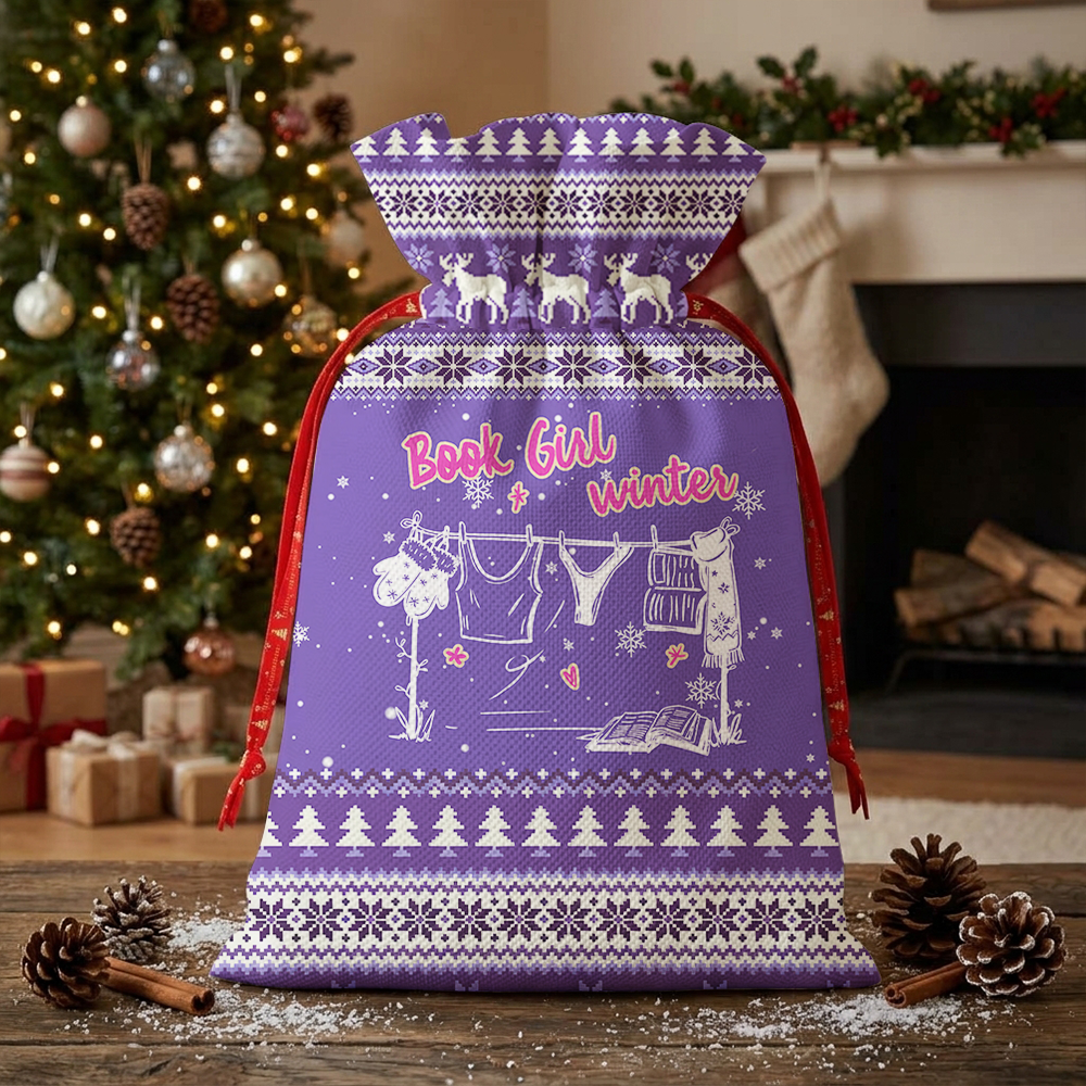Pagewings Book Girl Winter Christmas Santa Sack
