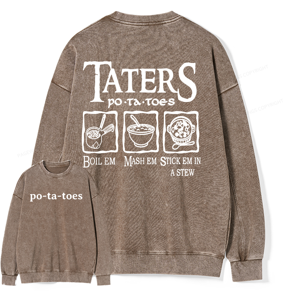 Pagewings Middle Earth Potato Unisex Washed Sweatshirt