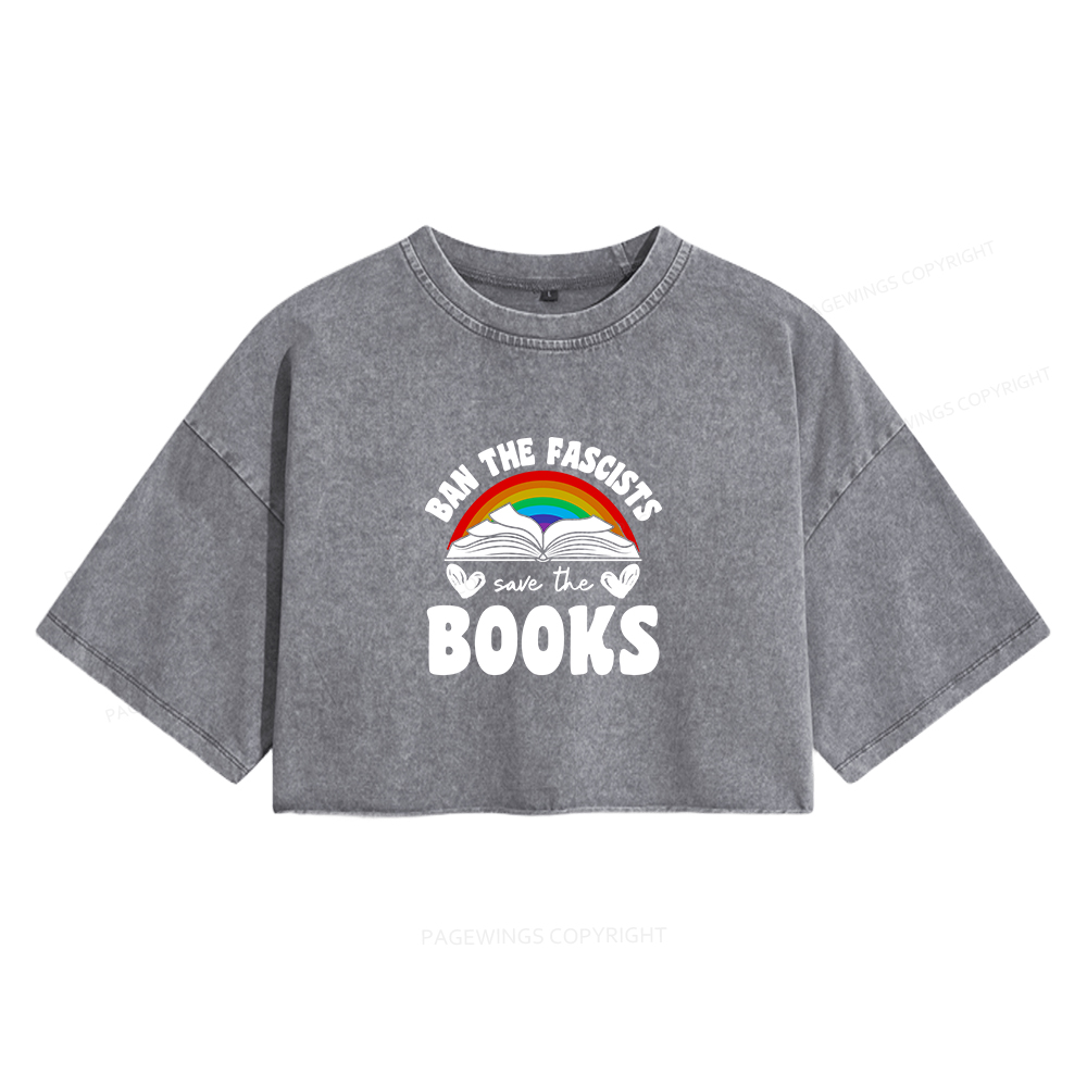 Pagewings Banned books T-Shirt Women's Washed Cropped T-shirt