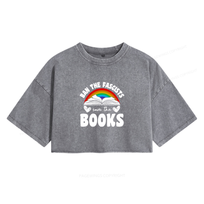 Pagewings Banned books T-Shirt Women's Washed Cropped T-shirt