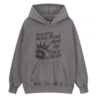 Pagewings What’s More Punk Than The Public Library Unisex Washed Hoodie