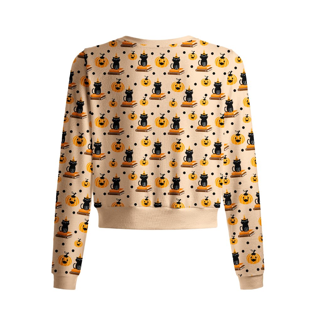 Pagewings Halloween Bookish Crew Neck Cardigan Sweaters