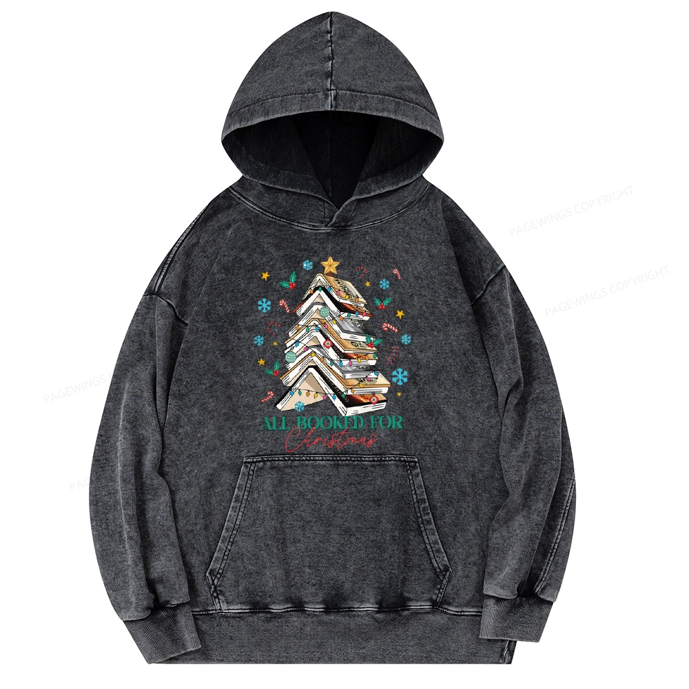 Pagewings All Booked For Christmas Unisex Washed Hoodie