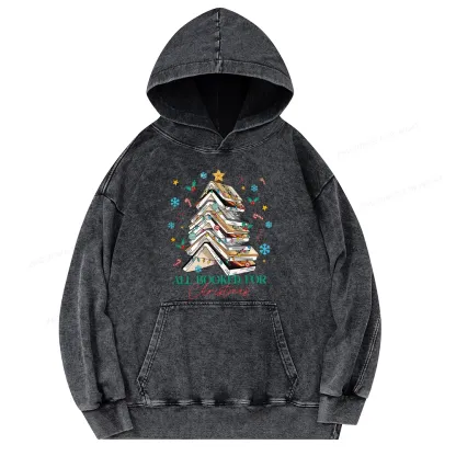 Pagewings All Booked For Christmas Unisex Washed Hoodie