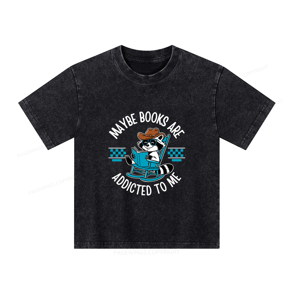 Pagewings Books Are Addicted To Me Unisex Kids Washed T-shirt