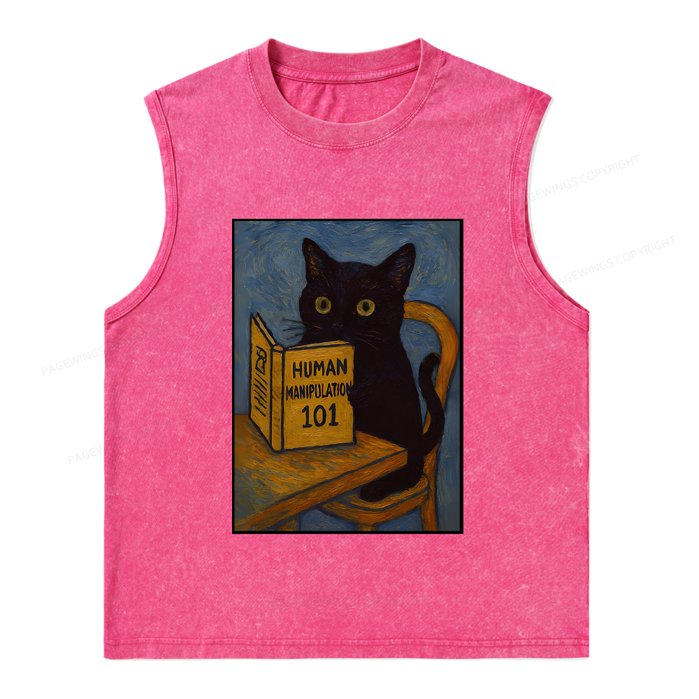 Pagewings Funny Cat Unisex Washed Tank Top