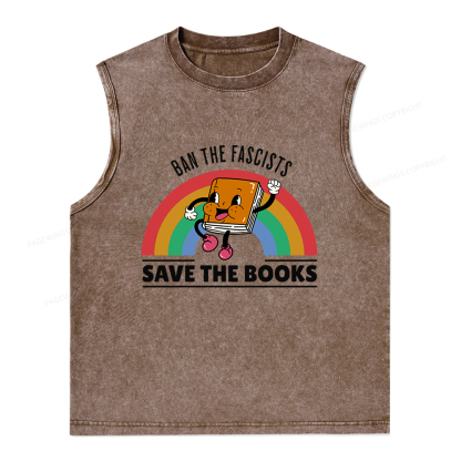 Pagewings Ban The Fascists Save The Books Unisex Washed Tank Top