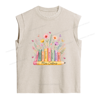 Pagewings Personalized Teacher  Women's Washed Tank Top