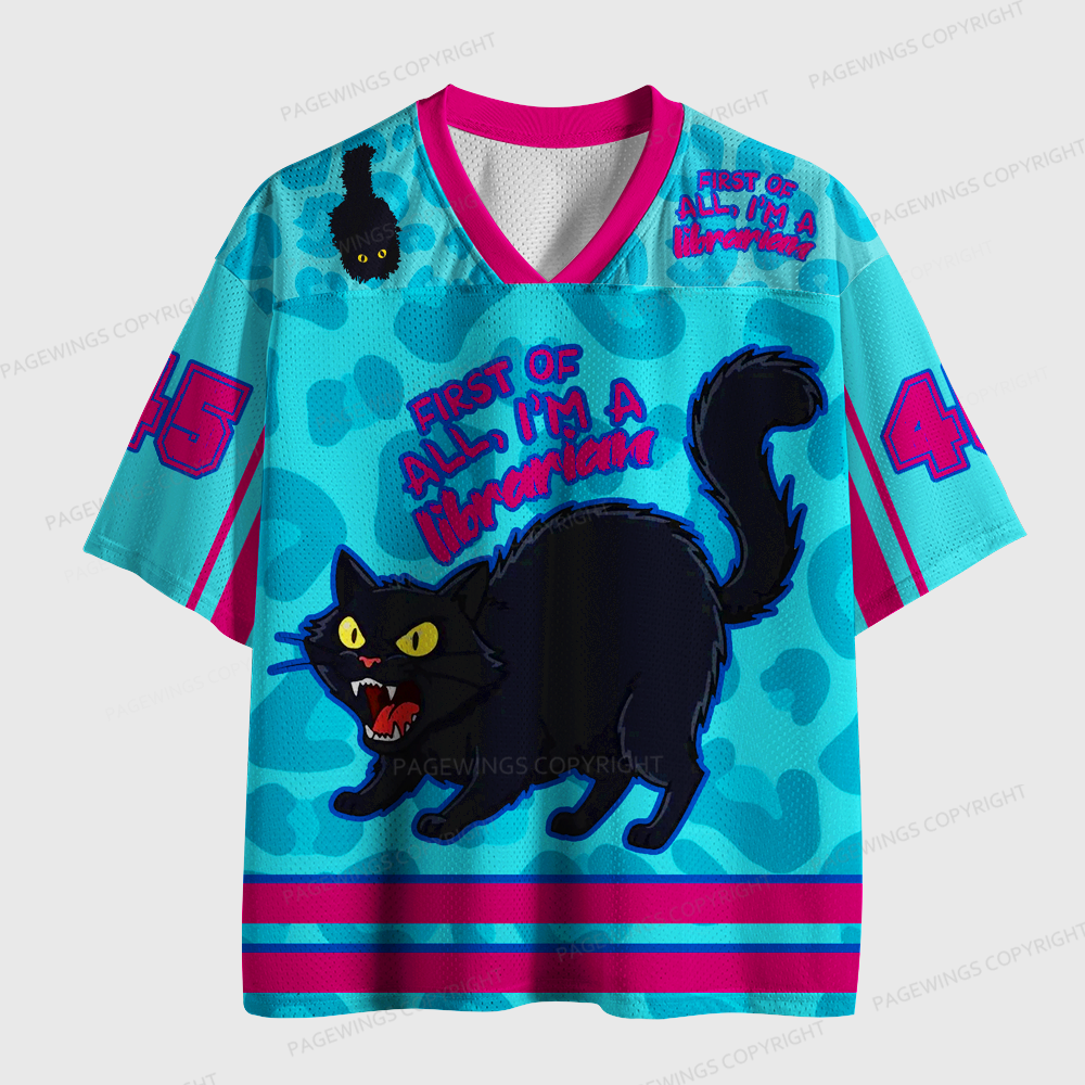 Pagewings First Of All I'm A Librarian Unisex Mesh Jersey