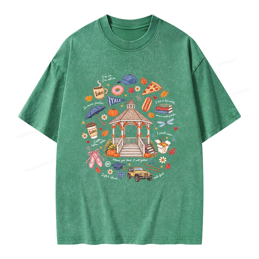 Pagewings Cozy Autumn Book Lover Unisex Washed T-shirt