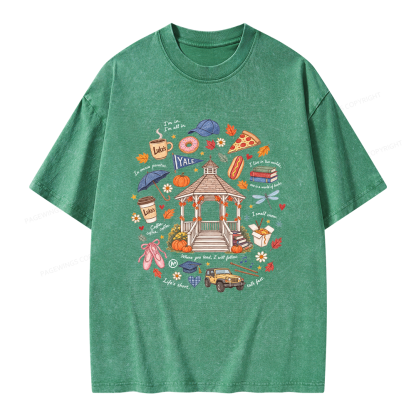 Pagewings Cozy Autumn Book Lover Unisex Washed T-shirt
